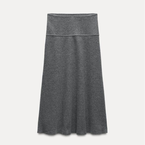ZARA Grey Flared Midi Skirt (S) - Picture 3 of 7